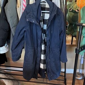 GAP Navy Hooded Utility Parka with Button-In Vest – Size XL